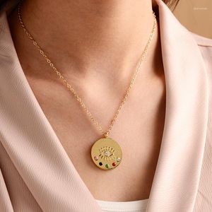 Chains Gold Color Eye Enamel Pendant Necklace For Woman Egyptian Coin Long Bohemian Jewelry De Ojo Turco Evil