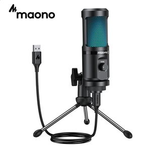 Microfones MAONO Gaming USB Microfone Desktop Condensador Podcast Microfono Gravação Streaming Microfones com luz de respiração PM461TR RGB 231109