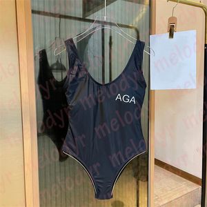 Yaz Yüzme Mayo Mektubu Baskı Tek Parça Mayo Hızlı Kuru Kadın Siyah Bikinis Plaj Giyim