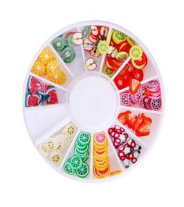 Decorações inteiras de roda de arte de unha, fatias de frutas, argila de polímero 3d, pequena roda fimo, arte de unha, strass, decoração acrílica man3926453