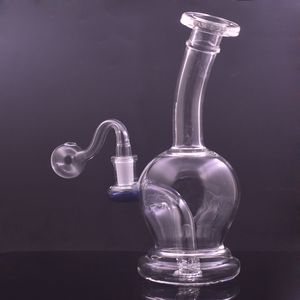 Atacado 14mm Feminino Dab Rigs Moking Tubulação de Água 7inch Vidro Bong Recycler Ashcatcher Bong com 14.5mm Joint Masculino Tubos de Queimador de Óleo de Vidro 50pcs