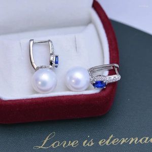 Stud Earrings ED140 Lefei Fashion Trendy Luxury 11-12mm Strong Luster Few Flaw Freshwater Pearl Dimond-set Rectangle Women 925 Silver