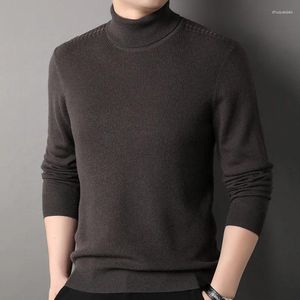 Herrtröjor makrose män kashmir tröja ull elasticitet avslappnad pullover bomull långärmad Turtleneck Unik axeldesign