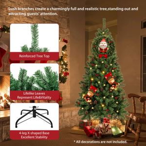 Decorações de Natal 6FT Árvore Artificial Falso Fofo Árvores de Natal Decoração de Natal com Suporte Dobrável de Metal 231110