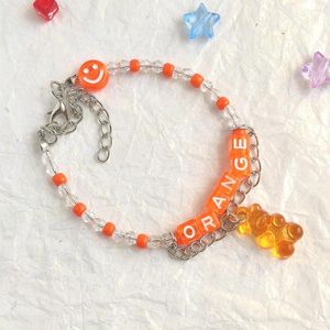 Braccialetti con ciondoli Accessori Kpop Bracciale Boho Crystal Orange Design Bohemian Friendship Jewelry For Women 2023 Women's