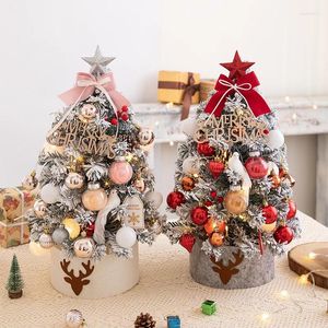 Weihnachtsdekorationen 45/60 cm Mini-Baum mit Lichtern DIY Desktop Golden Red 2023 Jahr Home Party Windows Ornamente