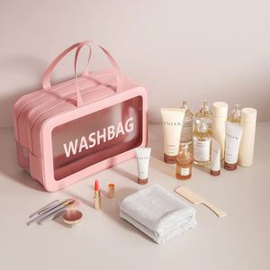 Cosmetic Bags Cases Portable Women Travel Wash Bag PVC Wet and Dry Separation Makeup Organizer Large Capacity Waterproof Toiletries Kit Cosmetic Bag 231109
