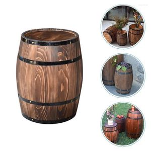 Garden Decorations Ornaments Rustic Bucket Planter Wooden Barrel Po Prop