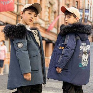 Мужские пуховые парки -30-классная детская зимняя куртка, новая толстая теплая детская мода для мальчиков с натуральным меховым воротником, детский зимний комбинезон, одежда J220718 5sgg