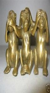 Collectibles Brass See Speak No Evil 3 원숭이 작은 조각상 5874915