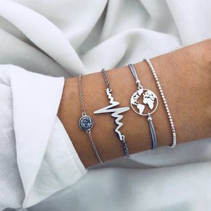 Bracelets for Women's Chain Bracelet 4pcs/set Elegant Link Fashion Jewelry for Ladies Summer Beach Wholesale bracelet for women