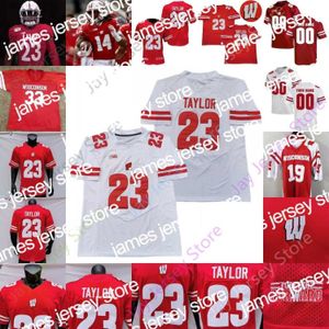 Camisas de futebol Wisconsin Badgers Camisa de futebol NCAA Bradrick Shaw Jack Sanborn Joe Thomas Ron Dayne Michael Bennett Fletcher Evans Grube