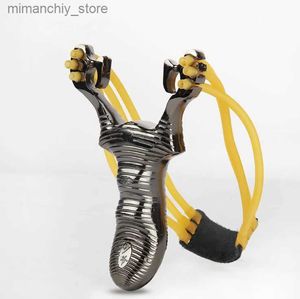 Hunting Slingshots Archery Powerful Hunting Slingshot Alloy Catapult Slingbow High Velocity Round Rubber Bband Outdoor Shooting Game Bow Q231110