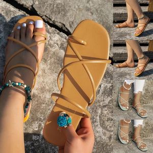 Slippers Fashion Spring And Summer Women Flat Bottom Light Strap Set Toe Womens Open Wide House