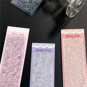 Gift Wrap Korean Bronzing Laser Diary Sticker Silver Jellyfish Cute Butterfly Art Supplies Card Decor Scrapbooking