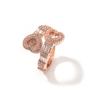 Hip Hop Men Women's Rings Lover Couple Heart Shape Ring Diamond Stone Wedding Ring Valentine's Day Gift Jewelry
