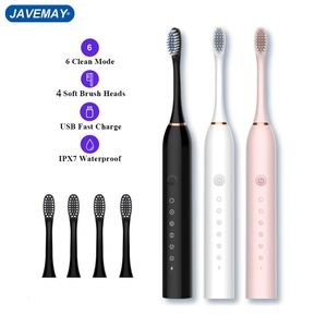 Szczoteczka Sonic Electric Electric Smart Brush Smart Tooth Brush Ultrasonic Automatyczna szczoteczka do zębów 6 trybów USB Szybkie ładowanie dla dorosłych IPX7 Wodoodporny 230411