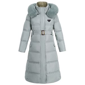 Damen-Herbst- und Winter-Designer-Daunenjacke, mittellanges weibliches Fuchshaar, 90 Daunen, weiße Entendaunen, luxuriöse Verdickung, WärmeEFHO