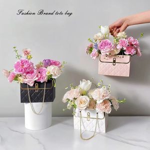 Present Wrap 4pc Portable Rose Flower Box Packaging Wrapping Bag Wedding Valentine's Day Birthday Party S Supplies 230411