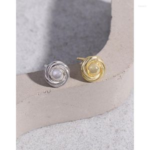 Hoop Earrings Small And Luxury Design Sense Minimal Versatility Circled Ear Studs 925 Sterling Silver Female Texture