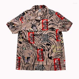 Camicie casual da uomo Khaki WACKO MARIA Camicia corta Uomo Donna Hip Hop Black Eye Patch Tiger Hawaii Holiday Ogni T-shirt Tees