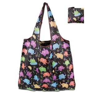 Saco de Compras Dobrável Durável Sacos de Compras de Viagem Reutilizáveis Eco Friendly Cartoon Cat Dog Cactus Limão Impressão Compacta Tote Bag Bolsas HW0127