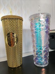 Starbucks Tumblers 710ml قهوة بلاستيكية القدح مشرق الماس Starry Straw Cup Cup Durian Cups Product