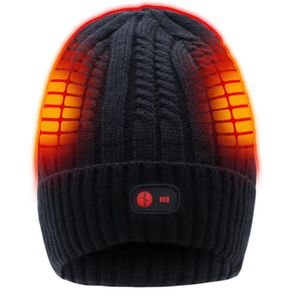 Beanieskull Caps Qilove 74V Şarj Edilebilir Elektrikli Sıcak Isıtmalı Şapka Kış Pil Kafatası Beanie Siyah 3 Isı 231110