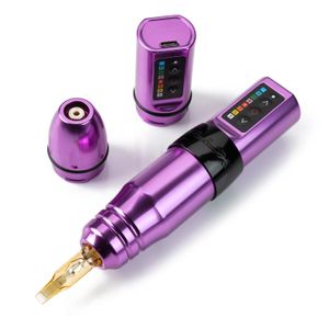 Máquina de tatuagem Flux Kit sem fio Coreless Motor 1800mAh Bateria Power PMU RotaryTattoo Pen Set com 28MM Grip 231110