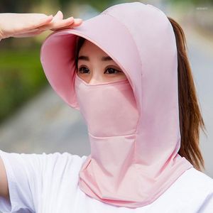 Visir Sun Hat Hatts For Women Protective Neck Cover Wide Brim Version Outdoor Women's Foldble Summer Anti-UV Solid Color