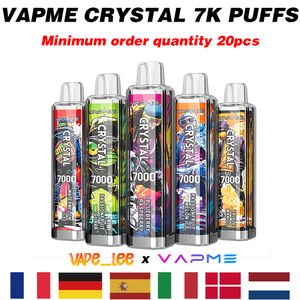 Ücretsiz gönderim otantik vapme kristal randm 7000 puflar tek kullanımlık vape 14ml önceden doldurulmuş cihaz 650mAh Type-c Şarj edilebilir pil örgü bobin 18 E sigaraları