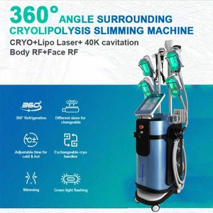 Multifunction Vertical Cavitation Equipment Reduce Fat RF Firming Skin Wrinkle Removal Lipolaser Cryolipolysis Machine 9 Handles