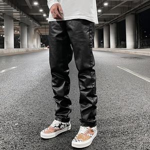 Men s Pants Harajuku Black Jeans Vibe Waxed Casual Trousers Straight Pockets Oversized Pencil Loose Hip Hop Mens 220410