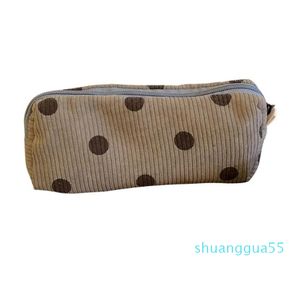 Cosmetic Bags Corduroy Women Make-up Bag Polka Dots Print Vintage Ladies Coin Pocket Autumn Winter Portable Soft Casual For Weekend Vacation