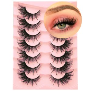 7 Pairs 3D Strip Fox Eye Lashes Winged Wispy Faux Hair False Eyelashes Fluffy Fairy Cat Spiky Natural Look Eyes Makeup Wholesale