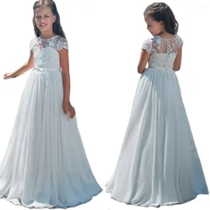 Girl Dresses Chiffon Lace Flower With Bow Beaded Crystal Up Applique Ball Gown First Communion Dress For Girls CustomizedsA