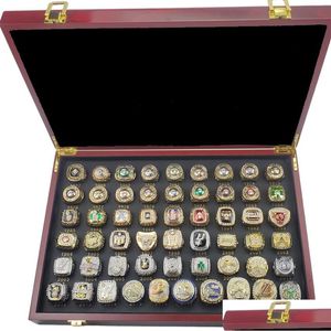 55Pcs Complete Set of Basketball Championship Rings 1967-2023 with Wooden Display Box - Sports Memorabilia for Fans