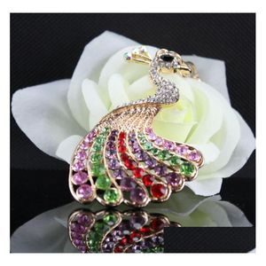 Attraktiv design Peacock Shape Key Ring Colorf Rhinestone Chain Metal Handväska Pendant Nice Souvenir Gift Drop Delivery Dh4H2