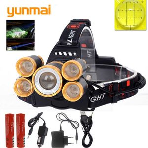 Head lamps 6800 lumens Powerful Led headlamp USB Rechargeable Zoomable Flashlight night working headlight Lantern hunting fishing Head lamp P230411