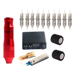 Tattoo-Maschine, professionelles Kit, komplettes Netzteil, Drehstift mit Make-up-Kartusche, Nadelgriffe, Körperkunst-Werkzeuge 231110