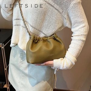 Evening Bags Small Chain Bucket for Women 2023 Leather Crossbody Bag Korean Fashion Designer Female Luxury Y2k Drawstring Handbags 231110