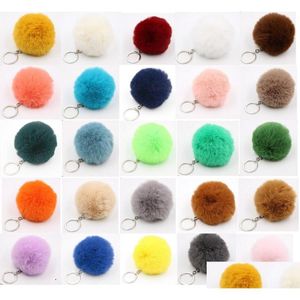 Mti Colore 8Cm Portachiavi Palla di Pelo di Coniglio Pom Peluche Borsa per Auto Portachiavi Ciondolo Consegna Goccia Dh6Ho