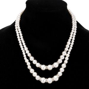 with Korean Style Diamonds and Double Layer Pearl Necklace 9142