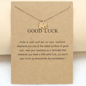 Fashion Luck Elephant Pendant 18k Gold Plated Designer Necklace Woman Alloy South American Womens Choker Silver Mens Necklaces Jewelry with Letters Card Gift