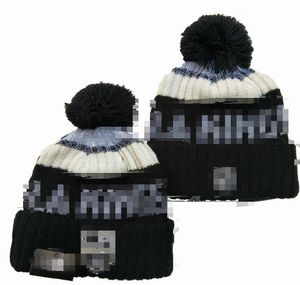 Мужские кепки KINGS Beanies LOS ANGELES Шапки-бини All 32 Teams Вязаные манжеты с помпонами в полоску по бокам Шерсть Теплая спортивная вязаная шапка США для колледжа Хоккейная кепка для женщин a0