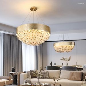 Ljuskronor modern lyxdesign ljuskrona för matsalshall levande kristall hängande lampa färgglada cristal lyster kök belysning