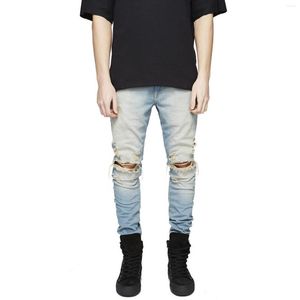 Jeans da uomo GODLIKEU Uomo Nero Bianco Destroy Distressed Strappato Skinny Biker Moto Hip Hop Urban Denim Pants