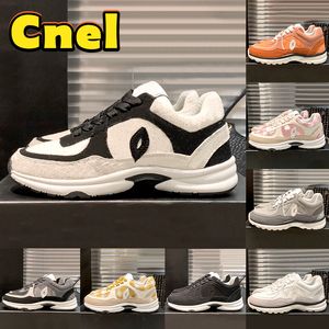 Novos sapatos casuais de designer Cnel 23ss tênis de treinamento de bloqueio genuíno couro branco preto rosa ecru cinza turquesa camurça tênis de luxo masculino feminino