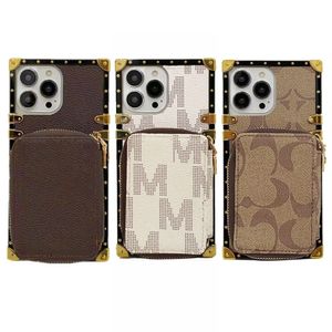 Modedesigner Telefonfodral för Samsung Galaxy S23 Ultra S22 S21 Obs 20 iPhone 15 14 Pro Max 13 12 11 XR XS 7 8 Zipper Wallet förvaringsmynt Purse Kort Pocket Monogram täcker