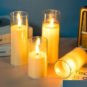 Candles Led Electronic Candle Lights Flameless Tea Glass Romantic Lamp For Christmas Party Wedding Home Decor Drop Delivery Garden Dhhm0